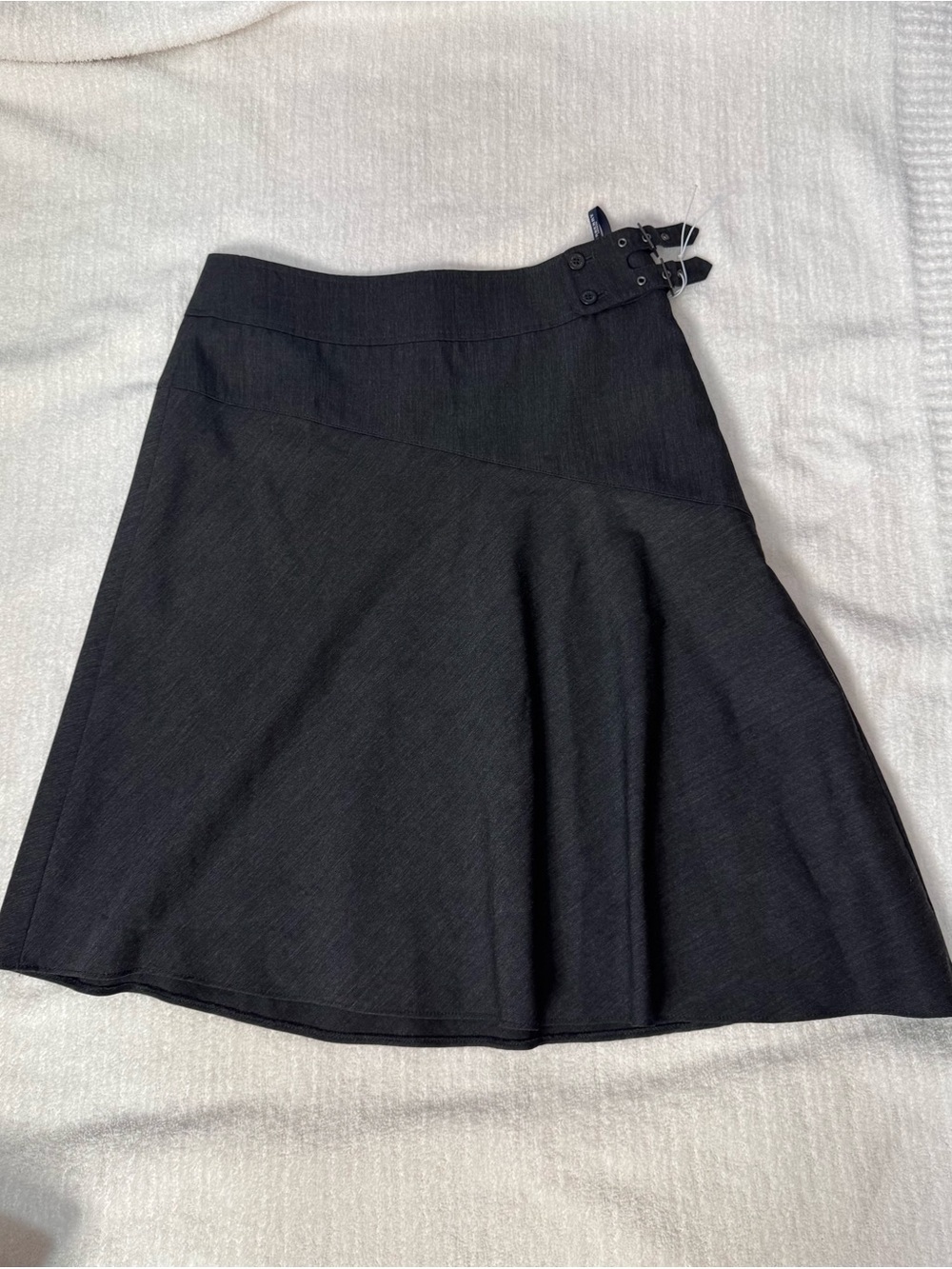 Burberry Black A-Line Skirt with Side Buckle Detail